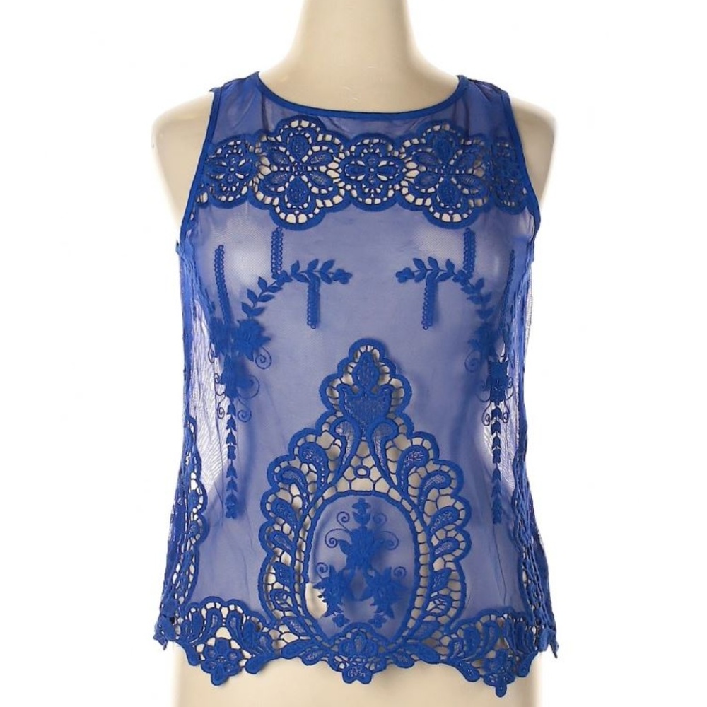 Blue Karen Kane Size XL Sleeveless Sheer Top